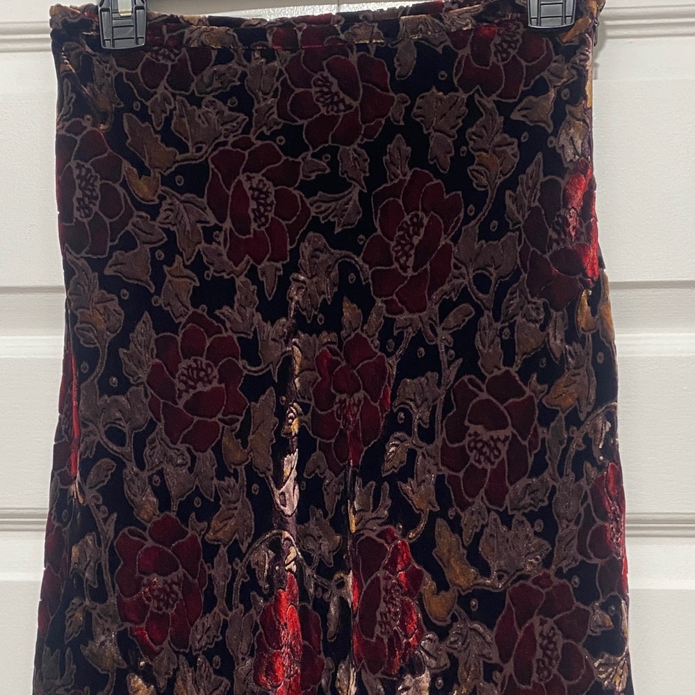 Talbots Kids Floral Velvet Skirt - Red and Brown
